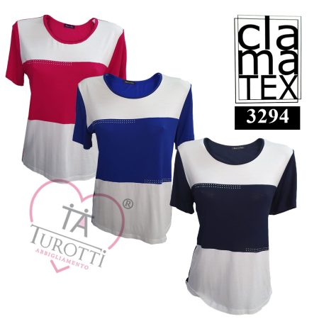 Maglia donna mezza  manica   girocollo  Clamatex  art 3294