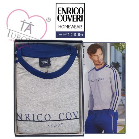 Enrico Coveri Pigiama EP1005 uomo manica lunga pantalone lungo  colore grigio - immagine 2
