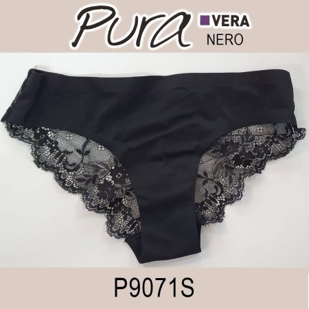 Pura Slip  Microfibra pizzo  P9071S Vera  nero - immagine 2