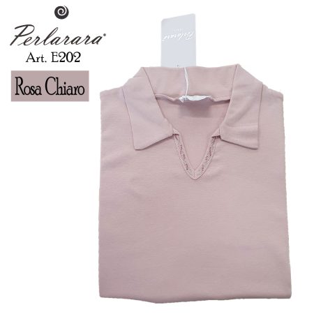 Polo donna mezza manica collo aperto art 202 Perlarara con strass sullo scollo  colori assortiti - immagine 6
