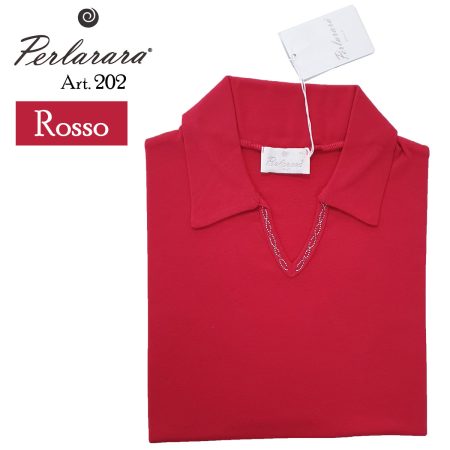 Polo donna mezza manica collo aperto art 202 Perlarara con strass sullo scollo  colori assortiti - immagine 7