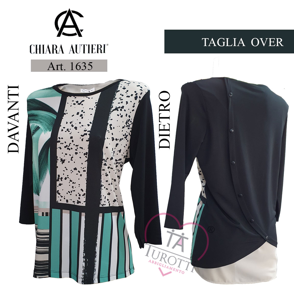 Casacca donna Chiara Autieri art 1635 taglia over verde