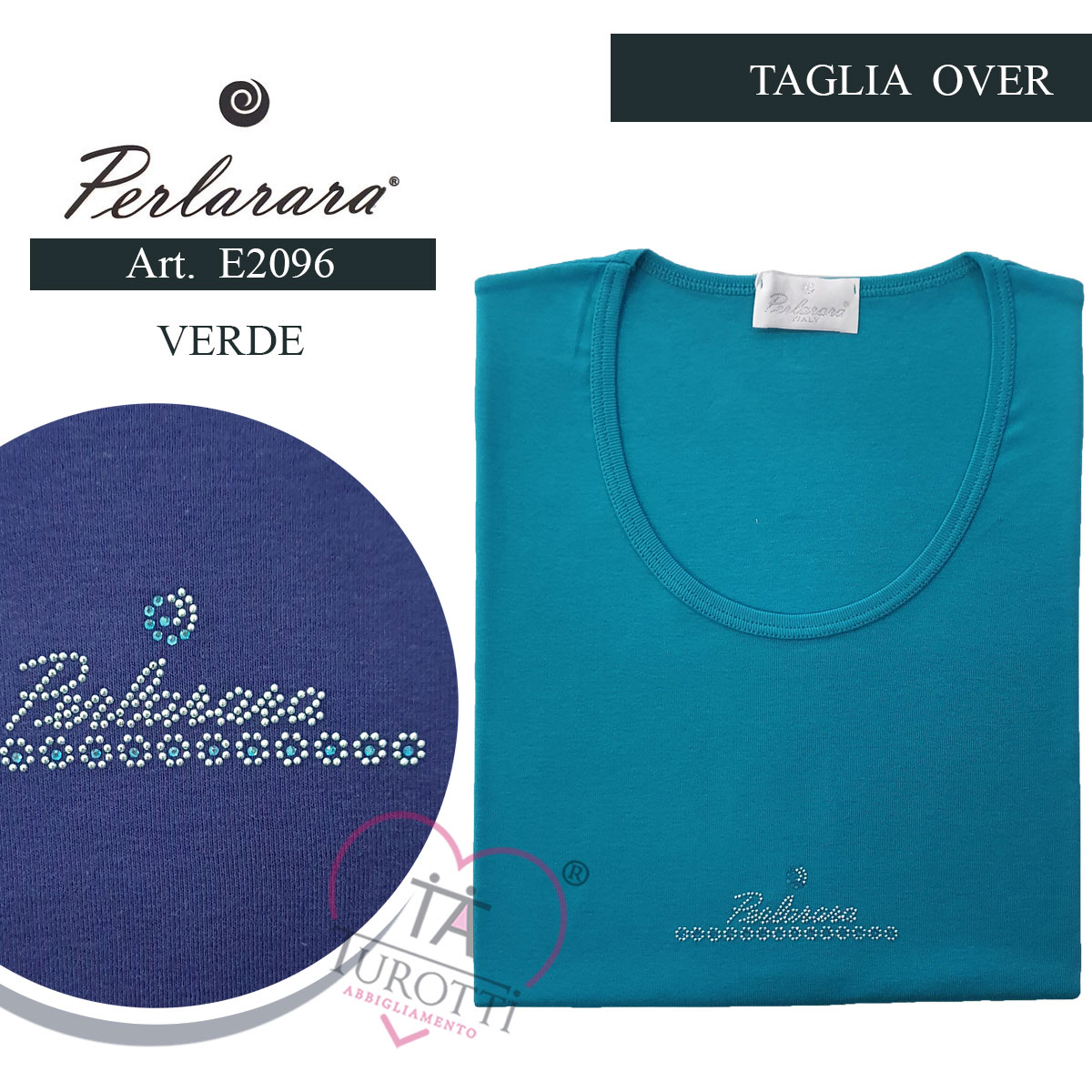 Maglia girocollo Maxi Over mezza manica donna art E2096 Perlarara con strass - immagine 7