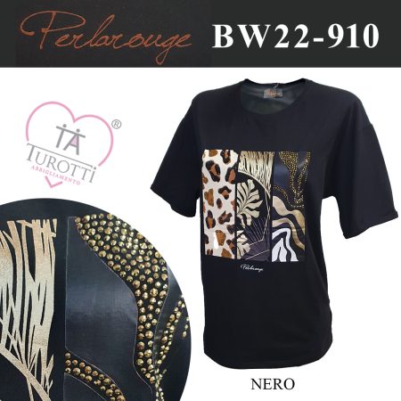 Maglia donna mezza  manica   Perlarouge art BW22910 animalier - immagine 3