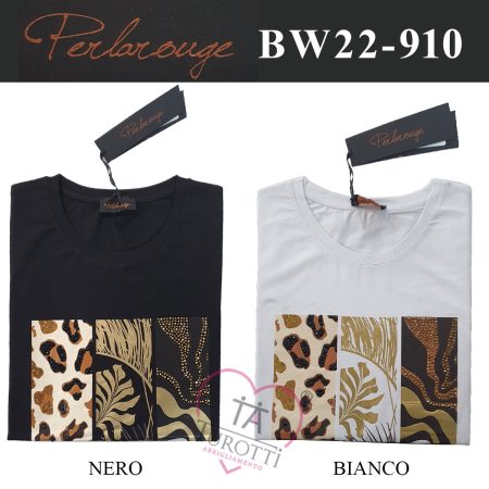 Maglia donna mezza  manica   Perlarouge art BW22910 animalier