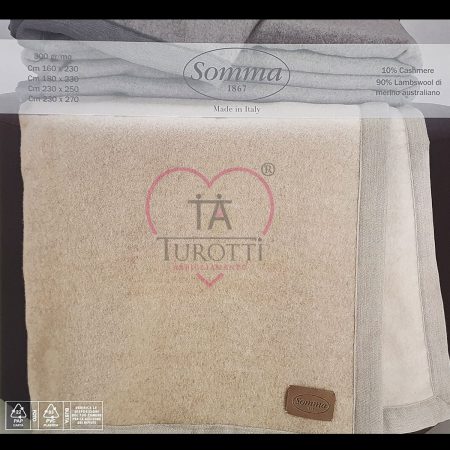 Coperta SOMMA Orissa matrimoniale 2 piazze var ecru cashmere lana merino - immagine 3