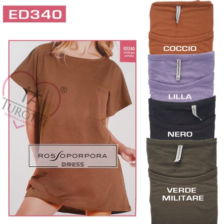 Rosso Porpora dress donna  in maglia mezza manica  donna ED340 colori assortiti - immagine 4