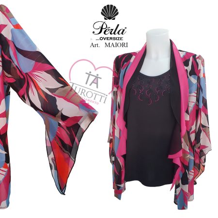Twinset canotta cardigan taglia conformata Perla art Maiori nero fucsia - immagine 2