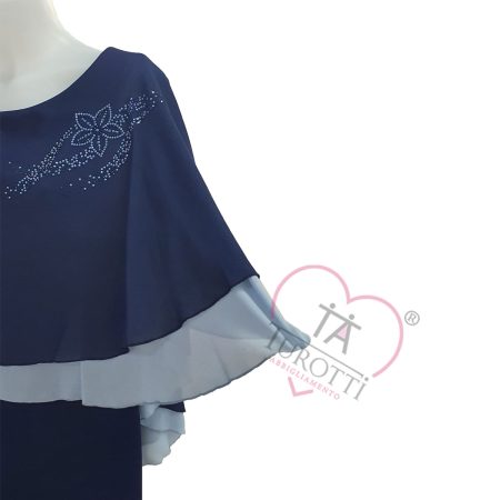 Abito con mantellina donna Carmela art 13 22143 Perla Oversize blu cielo - immagine 2