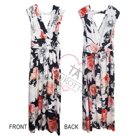 Abito  lungo plissettato smanicato donna   art 10766 Kitana pesca