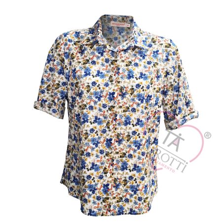 Camicia mezza manica donna  art Vostok Gocce di Elena fantasia fiori - immagine 2