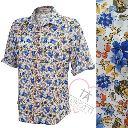 Camicia mezza manica donna  art Vostok Gocce di Elena fantasia fiori