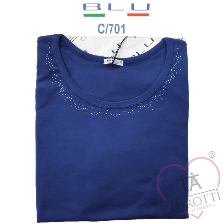 Canotta spalla larga donna Blu art. C701 pailettes   colori assortiti - immagine 2