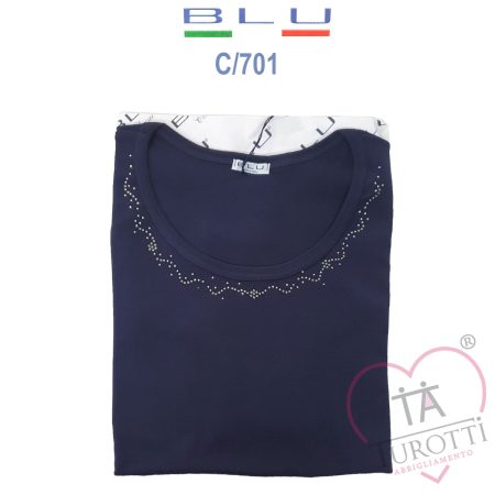 Canotta spalla larga donna Blu art. C701 pailettes   colori assortiti - immagine 5