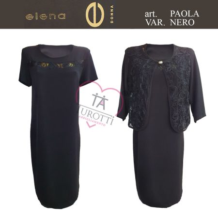 Completo abito cappa pizzo art Paola Elena nero - immagine 2