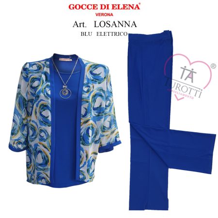 Completo maglia cappa  pantalone donna  art Losanna blu elettrico Gocce di Elena