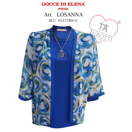 Completo maglia cappa  pantalone donna  art Losanna blu elettrico Gocce di Elena - immagine 2