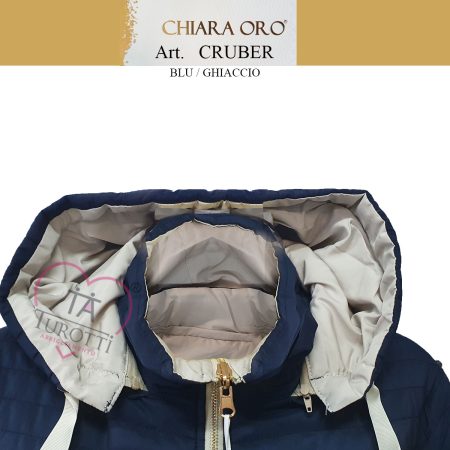 Giubbino  donna  Chiara Oro art Cruber trapuntato leggero con cappuccio blu ghiaccio - immagine 2