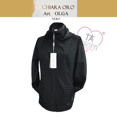 Giubbino  donna  Chiara Oro art Olga trapuntato leggero con cappuccio nero