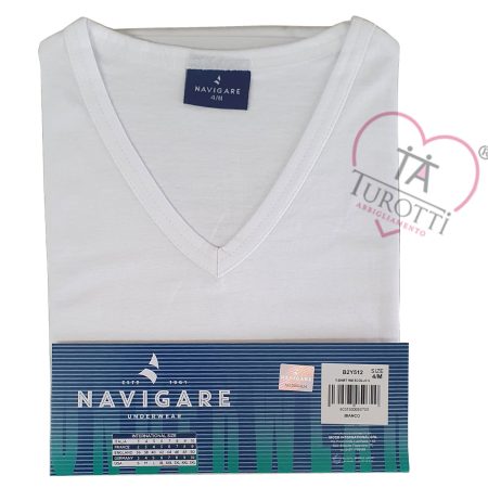 Navigare Maglia collo V mezza manica B2Y512 bianco - immagine 2