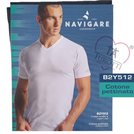 Navigare Maglia collo V mezza manica B2Y512 nero