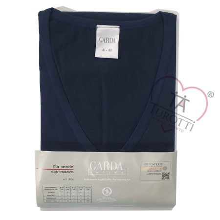 Maglia  collo  V GARDA uomo art 0036  filo scozia continuativo blu - immagine 3