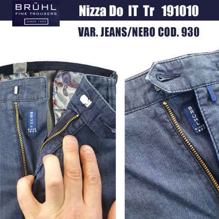 Pantalone Uomo Bruhl 191010-188 Nizza TR colore 930 blue jeans nero - immagine 2