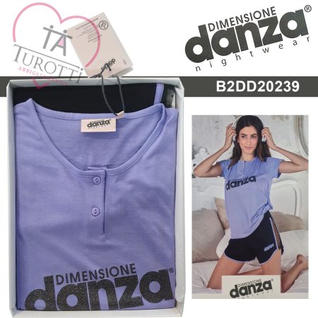 Pigiama Dimensione Danza serafino donna mezza manica pantalone corto  glicine  Art. B2DD20239 - immagine 2
