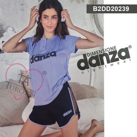 Pigiama Dimensione Danza serafino donna mezza manica pantalone corto  glicine  Art. B2DD20239