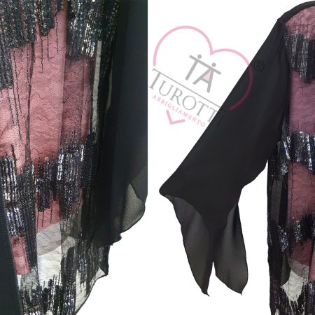 Twinset  top  cappa J-Jane art Tamiti nero rosa taglia conformata con pailettes - immagine 2