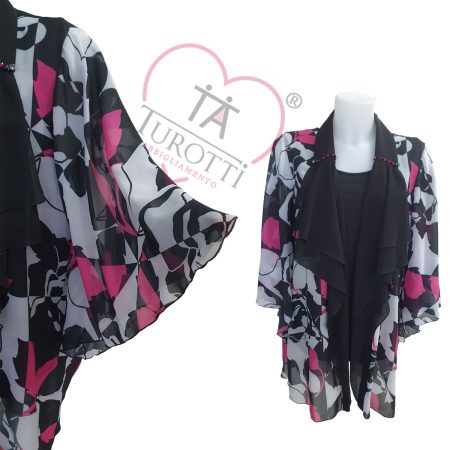 Twinset  top  cappa J-Jane art Trevi  nero fucsia taglia conformata - immagine 2