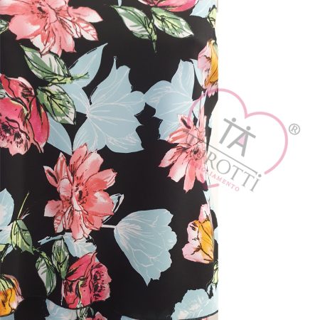 Abito  donna balze Prestige spalla larga  art 1614F  nero a fiori - immagine 2