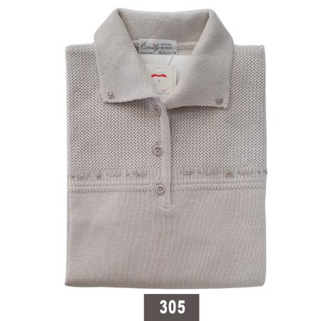 Polo da signora Emily manica lunga art 305 50% cotone 50% acrilico sabbia - immagine 2