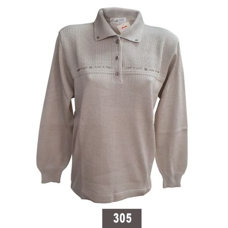 Polo da signora Emily manica lunga art 305 50% cotone 50% acrilico sabbia - immagine 3