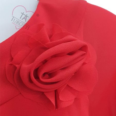 Abito con balze donna art Ercole Toujours Femme rosso - immagine 2