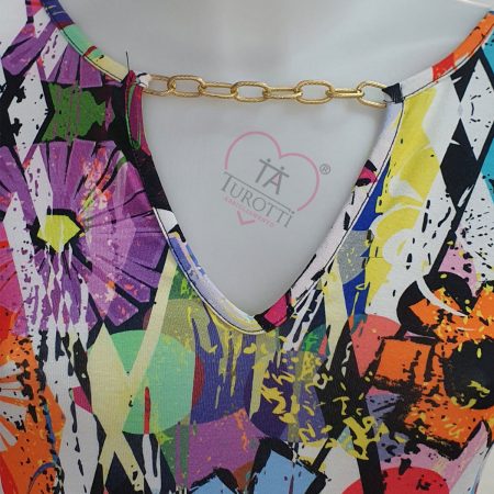 Marta Marzotto abito donna mezza manica art 91492/02 con catenina sullo scollo vari colori - immagine 3