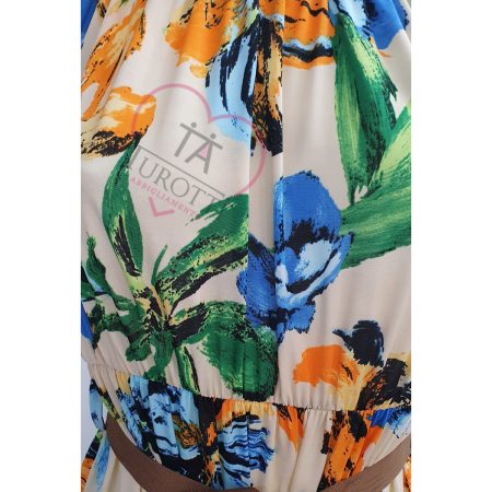 Abito leggero  plissettato donna Amor di Donna art. 8815 avorio a  fiori - immagine 2