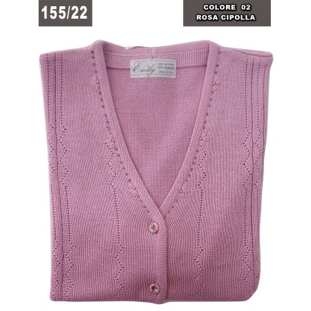 cardigan da signora  Emily  155/22  scollo v donna  bottoni mezza manica  colori assortiti - immagine 3