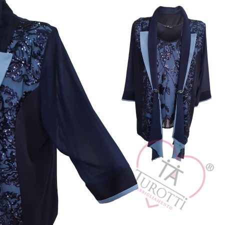 Completo top giacca pantalone donna art 3040 Paola Forti blu - immagine 4