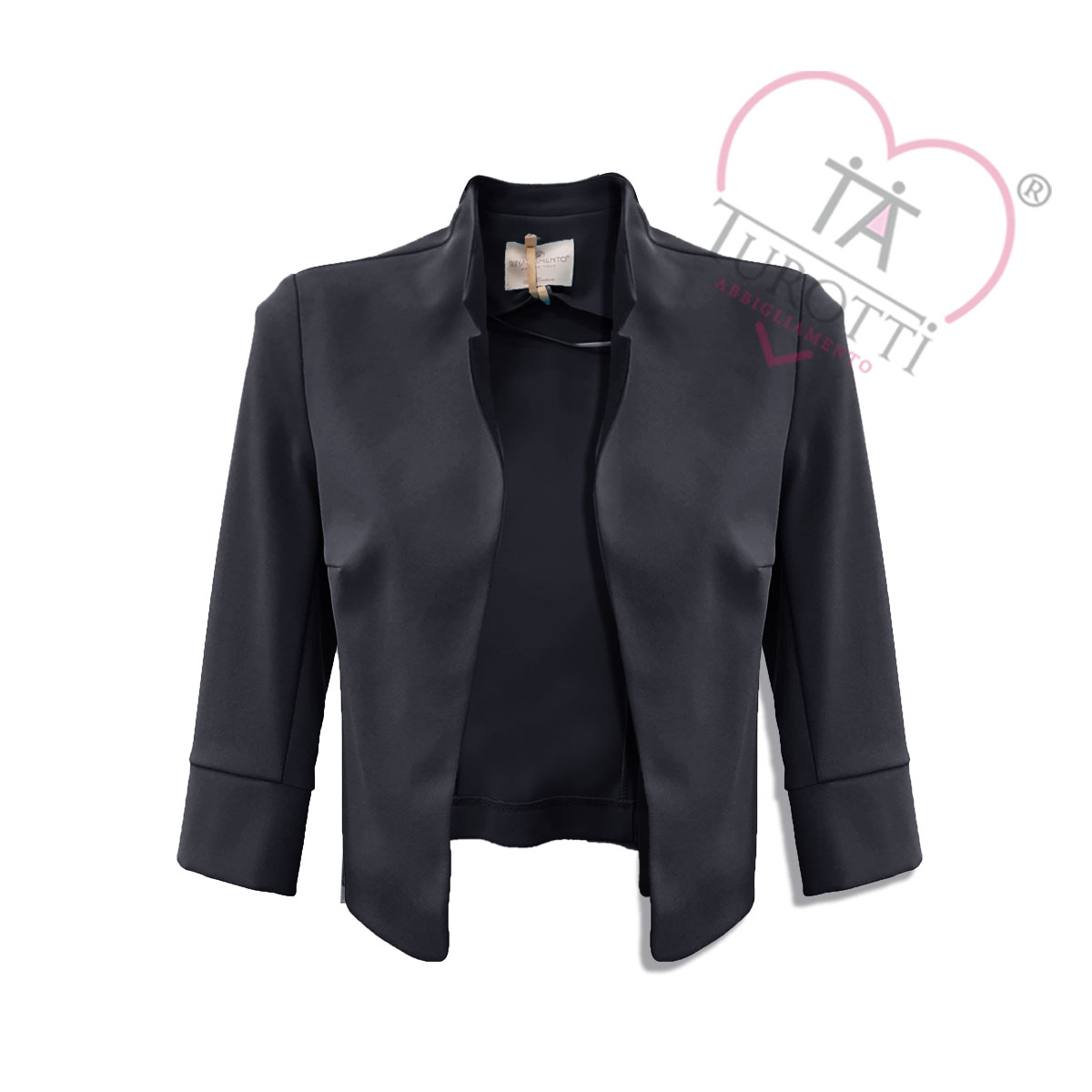 Giacca corta nera donna, giacca con zip