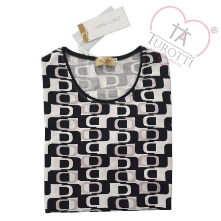 Maglia mezza manica donna  Chiara Oro art G4369 nero geometrico - immagine 2
