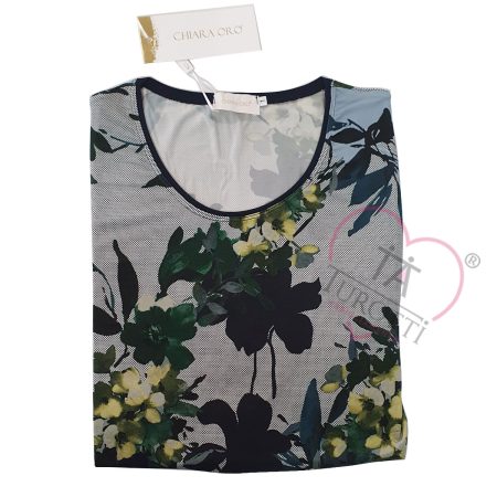 Maglia mezza manica donna  Chiara Oro art G5369 fantasia fiori taglia over - immagine 2