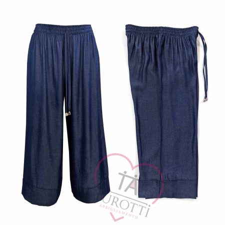 pantalone da donna capri color blu jeans Donna Bella