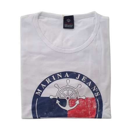 Marina Mercantile 1910 T-Shirt Uomo art  grigio bianco blu notte - immagine 3