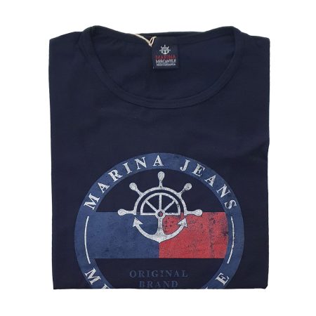 Marina Mercantile 1910 T-Shirt Uomo art  grigio bianco blu notte - immagine 4
