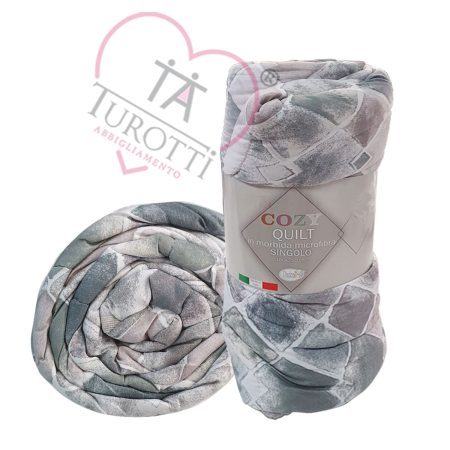 Trapuntino estivo 2 piazze matrimoniale Art. Cozy Diadema  in microfibra  rombi grigio - immagine 2