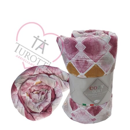Trapuntino estivo 2 piazze matrimoniale Art. Cozy Diadema  in microfibra   rombi rosa - immagine 2