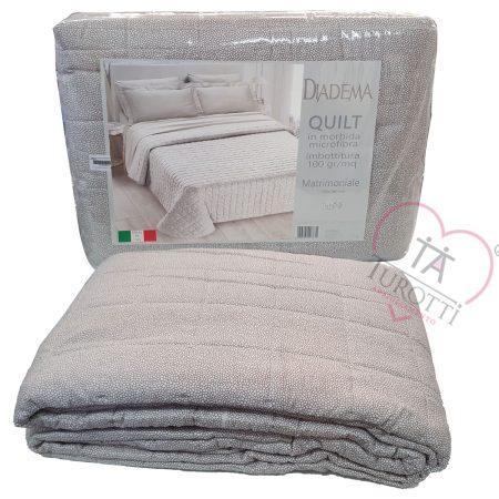 Trapuntino estivo 2 piazze matrimoniale Art. Quilt Diadema  in microfibra  con stampa digitale  borbonese beige - immagine 2