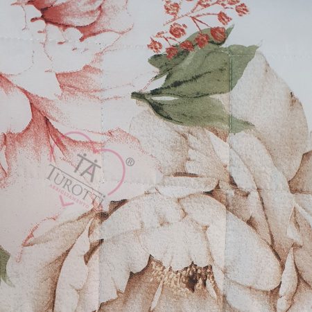 Trapuntino estivo 2 piazze matrimoniale Art. Quilt Diadema  in microfibra disegno fiori salmone - immagine 2