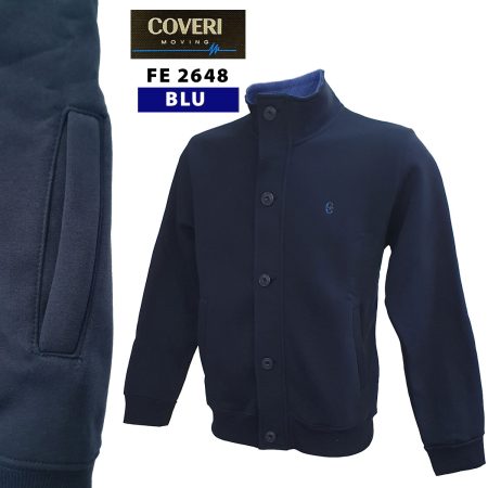 Coveri Moving FE2648 Felpa uomo zip bottoni blu - immagine 2